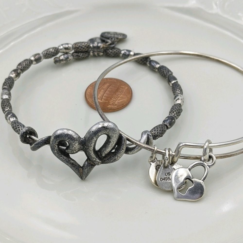 Alex and Ani Rafaleian Silver Heart Bracelets Set